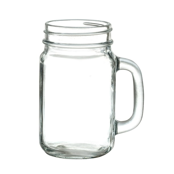 Juego de 6 Tarros Vasos Frascos tipo Mason Jar Liso Vintage Vidrio 480ml Transparente para Bebidas y Alimentos VITTORI