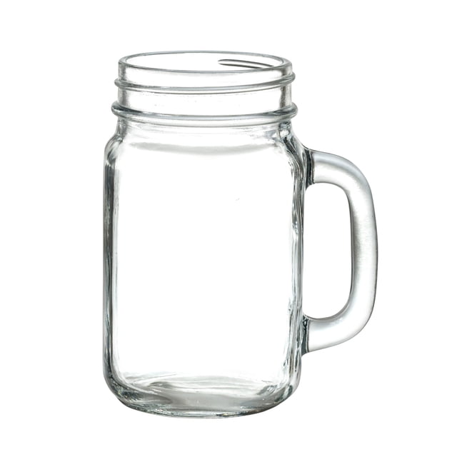 Juego de 6 Tarros Vasos Frascos tipo Mason Jar Liso Vintage Vidrio 480ml Transparente para Bebidas y Alimentos VITTORI
