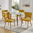 thumbnail image 2 of Dining Chairs Set of 4 Fabric Upholstered Wingback Accent Side Chairs Solid Wood Legs Hollow Design Home Kitchen Living Bedroom Mustard, 2 of 8