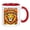 Red, variant on Abstract Lion Rainbow Illustration Ceramic Mug, 11oz Lion Coffee Cup with Comfortable C-Shaped Handle, Vibrant Print King Mane Tea Mug, Unique Colorful Animal Gift for Office or Home