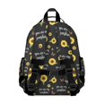 thumbnail image 3 of Sunflower and Butterfly Black Pattern Cute School Backpack Bag for School with Padded Back and Adjustable Shoulder Straps 15.25"x11.5"x5.25", 3 of 5