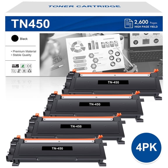VIPink TN450 Toner Cartridge 4-Pack Compatible for Brother TN450 TN420 MFC-7240 7860 DCP-7060 7070 HL-2135W 2220 (Black)