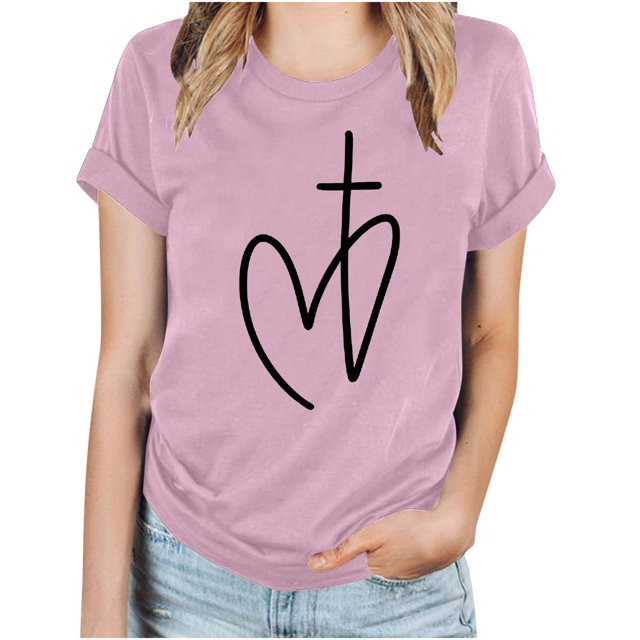Blouses pour Femmes Hauts Imprimés Manches Courtes Blouse Col Rond T-Shirt Hauts