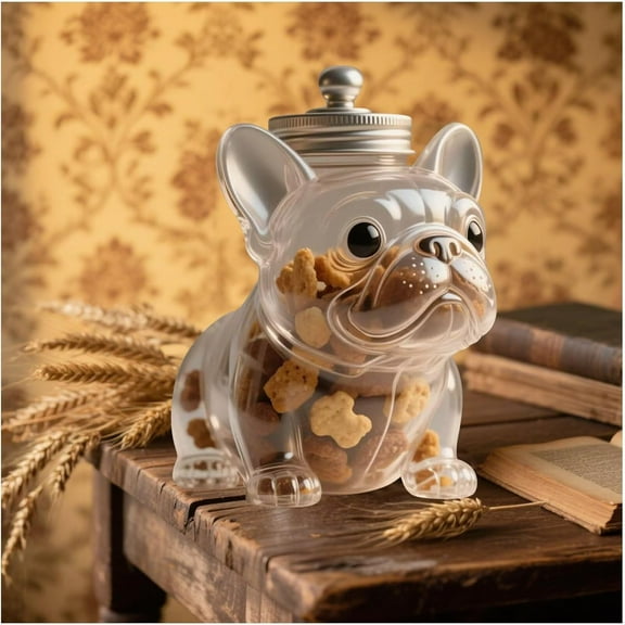 Pug Snack Jar-Airtight Treat Containers With Lids-Adorable Glass Food Jars-Handmade Dog Shape Glass Storage Can-Novelty Cute Cookie Jars-For Kitchen And Countertop Decor Pet Lovers Gift