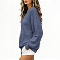 thumbnail image 5 of Vinsonshop Women's Casual Loose Sweaters V Neck Long Sleeve Lightweight Pointelle Knit Pullover Fall Tops Dark Blue XXL, 5 of 6