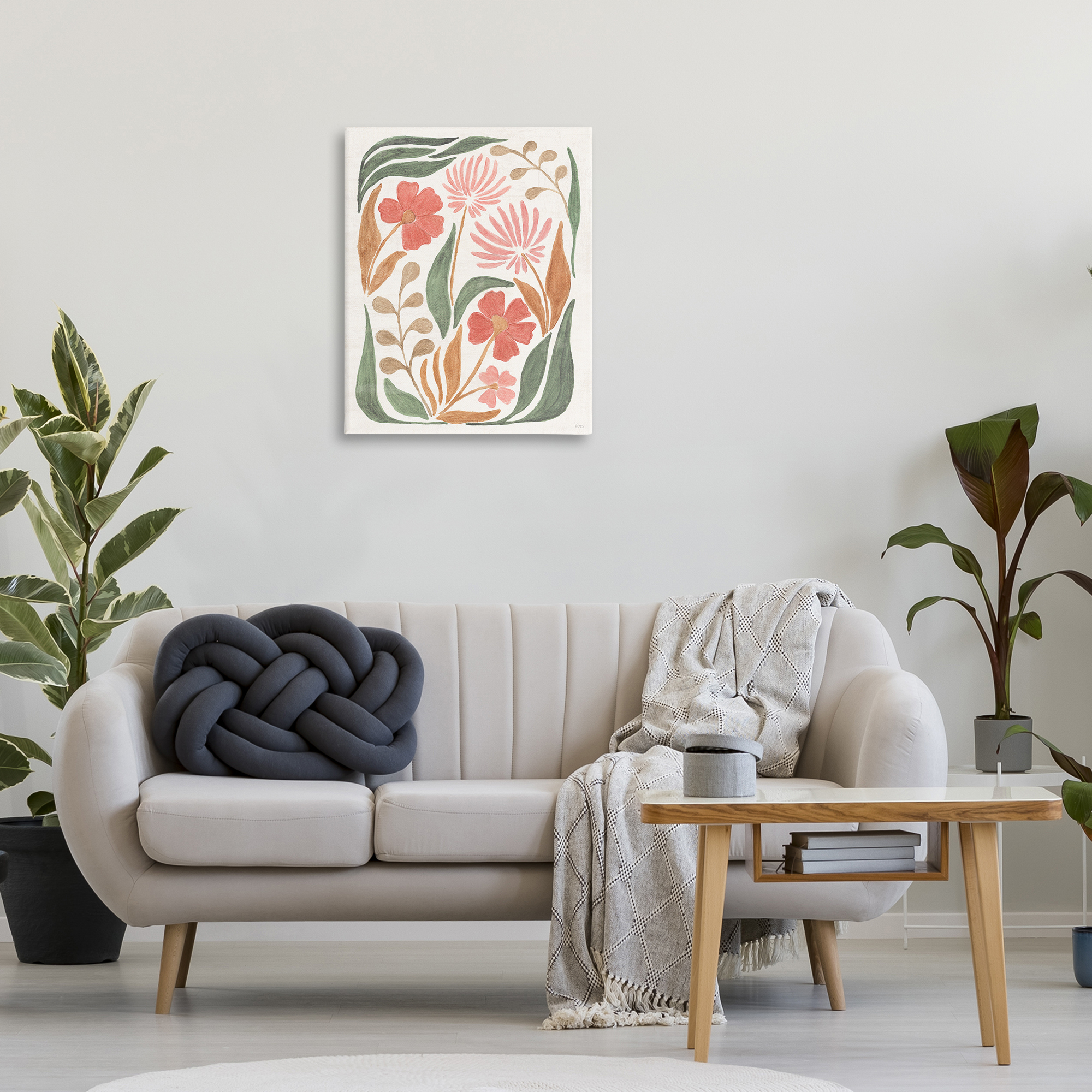 Stupell Industries Floral Abstract Pattern Botanical & Floral Painting Gallery Wrapped Canvas Art Print Wall Art, 24 x 30