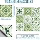 thumbnail image 2 of 36 pegatinas para azulejos, 9 estilos, diseño árabe, blanco y verde, impermeables, cuadradas con estampado de flores, 2 of 9