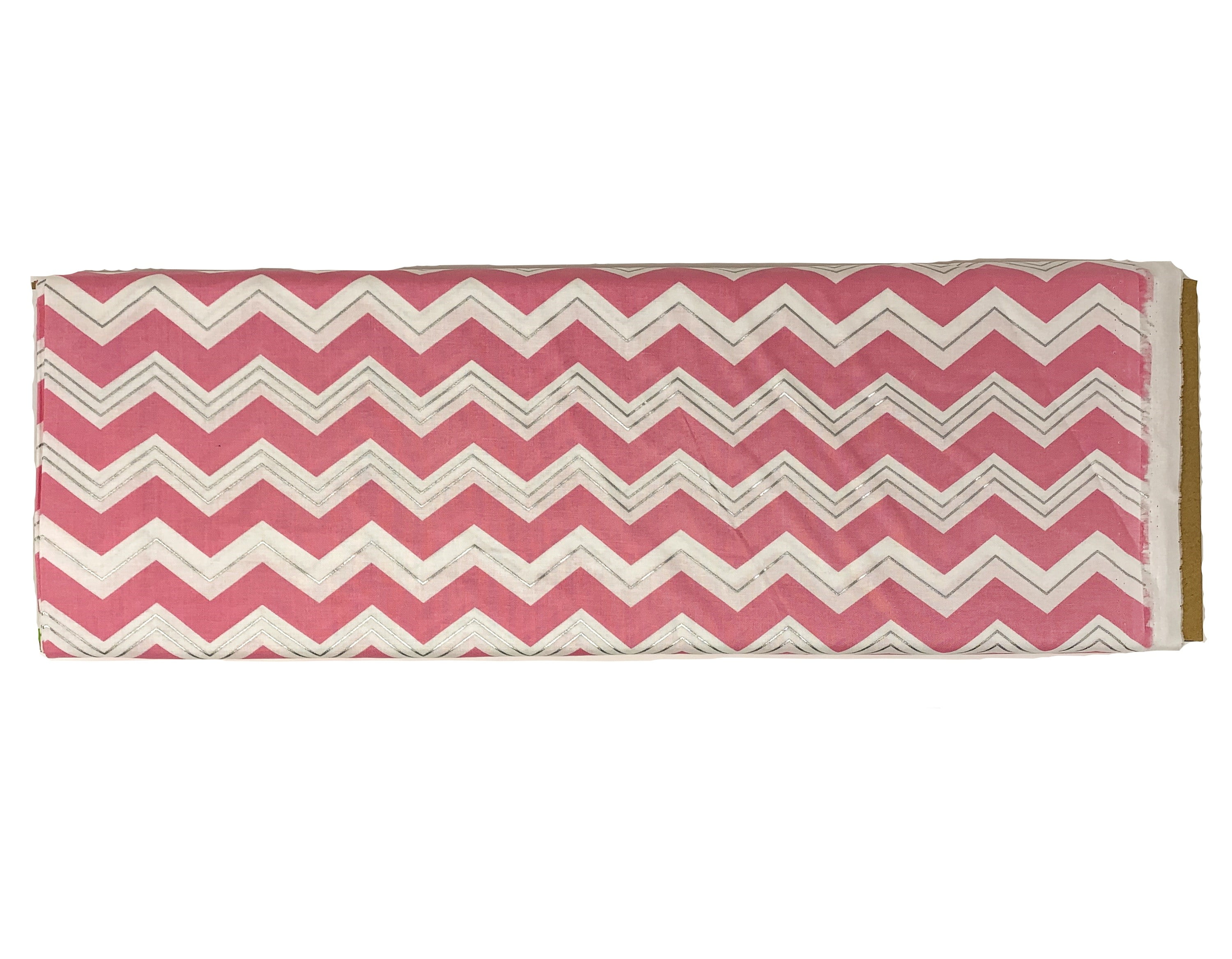 Waverly Inspirations By the Yard 100% Cotton Fabric Chevron, Carnation, Silver, White, 44" Wide for Quilting & Sewing