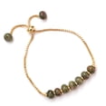 thumbnail image 6 of Gempires Unakite Rondelle Bolo Beads Bracelet, Colorful Crystal Bracelets for Girls, 14k Gold Plated, 8 inches Adjustable Chain (Quartz), 6 of 8