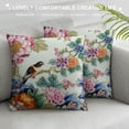 Creowell Bird Flowers Plate Print Pillow Covers for Couch HighQuality