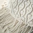 thumbnail image 6 of Phantoscope 100% Cotton Handmade Crochet Woven Boho with Tassels Series Decorative Throw Pillow, 16" x 16" Round, Off White, 1 Pack, 6 of 7