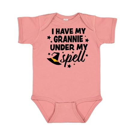 

Inktastic I Have My Grannie Under My Spell with Cute Witch Hat Gift Baby Boy or Baby Girl Bodysuit