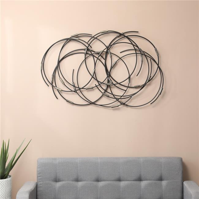 Metallic Rings Wall Decor Metal Living Room Art Sculpture Modern Home Accents 