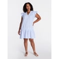 thumbnail image 2 of Time and Tru Women's Double Cloth Mini Dress with Flutter Sleeves, Sizes XS-XXXL, 2 of 6