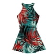 thumbnail image 5 of YOUYEDIAN Hawaiian Dresses for Teens 2026 Summer Beach Halter Neck Sun Dress Wrap Belt Sleeveless Dress Casual Palm Tree Graphic A-Line Dress,Army Green 7-8 Years, 5 of 5