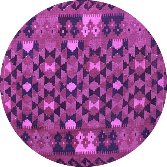 Ahgly Company Indoor Round Oriental Purple Traditional Area Rugs, 6' Round
