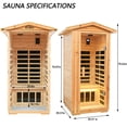 thumbnail image 7 of Yesurprise Outdoor Wooden Sauna 1 Person 1560W Low EMF Canadian Hemlock Wooden Far Infrared Dry Sauna for Indoor Outdoor, 7 of 7