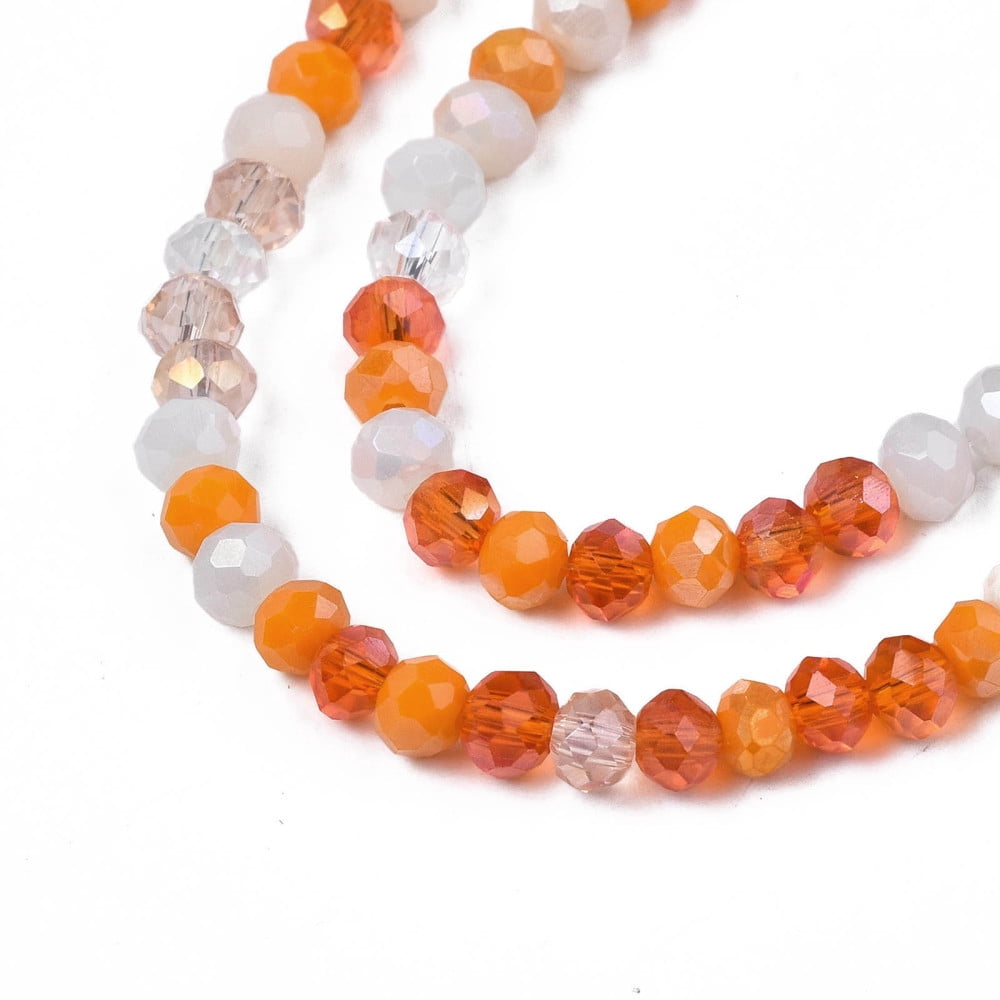 30 Strand Opaque Glass Beads Strands Imitation Jade Glass Faceted Rondelle Dark Orange 3x2mm Hole: 0.8mm about 115~125pcs/strand 34~35cm