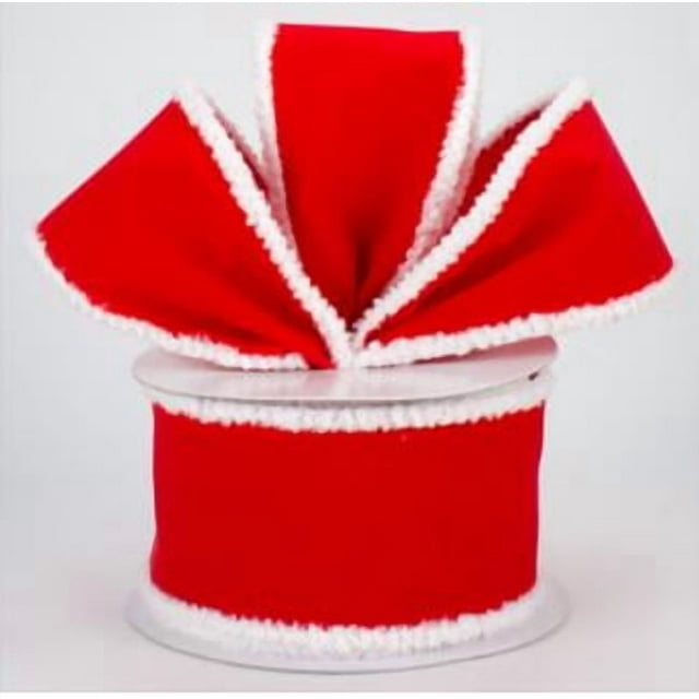 CIMAXIC Wedding 1 Roll Velvet Ribbon with Fringe Edge for DIY Crafts Decorative Bow Making Christmas Decor Present Wrapping and Wedding Ribbon for Holiday and Party Decor,74.8"X2.48"X0.2"