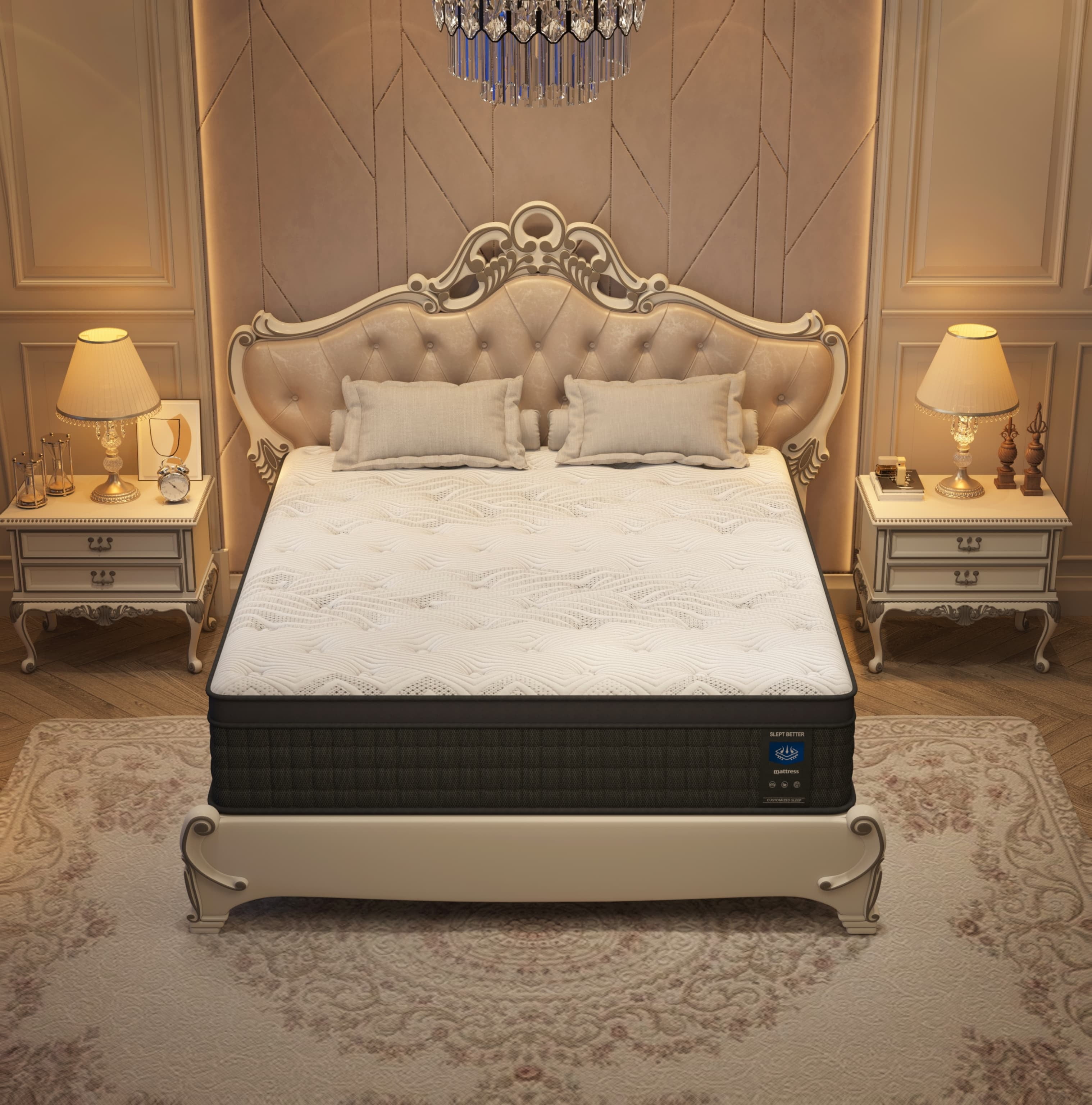 MRH Full Mattress 12 Inch Euro Top Full Size Mattress in a Box Memory Foam Hybrid Mattress with individually Pocket Springs Medium Firm Strong Edge Support White with Black