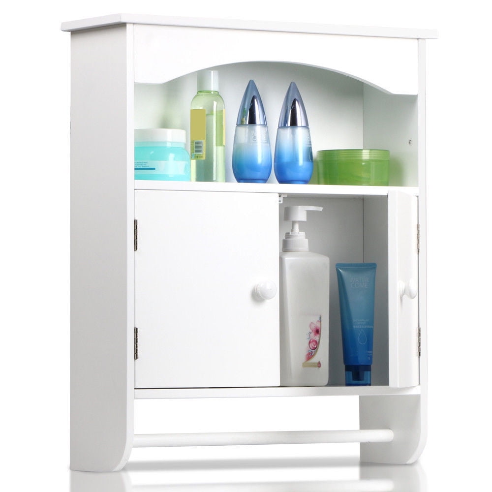 Zimtown Bathroom Wall Storage Cabinet White Shelf Organizer Bath Mount ...
