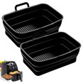 thumbnail image 3 of BeesClover 2pcs Foldable Silicone Pot Reusable Rectangular Air Fryer Liner Microwave Oven Accessories With Handle, 3 of 8