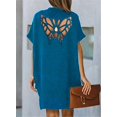 thumbnail image 2 of Robe d'Été Unie pour Femmes Papillon Découpée Décontractée Col en V Manches Courtes Robes Amples, 2 of 2