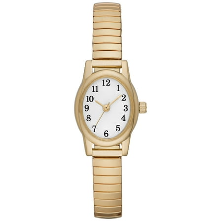 Time & Tru Women's Wristwatch: Gold Tone Oval Case, Easy Read Dial, Expansion Band (FMDOTT008)
