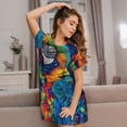 thumbnail image 3 of Disketp Vibrant Rainbow Parrot Fantasy para Camisón Corto de Manga Corta para Mujeres, Camisón Cómodo con Escote Redondo, Bonito y Confortable, 3 of 6