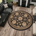 thumbnail image 7 of Sensation Traditional 5' Round Black and Gold Polypropylene Indoor Area Rug, 7 of 7