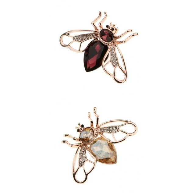 2 Unids Rhinestone Honeybee Broche Bee Broches Para Mujeres Hombres Accesorios De Ropa