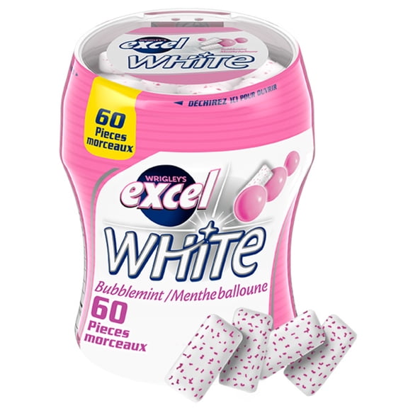 EXCEL Wht, M. bal., gomme sans sucre, blanch. dents, 60 morc., 1 bout