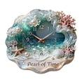 thumbnail image 6 of 2D Flat Wooden Nautical Shell Wall Clock,Silent Non-Ticking Hanging Wall Decor with Rope,Beach Themed Ornament for Living Room,Bathroom,Coastal Home Style, 6 of 7