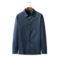 thumbnail image 2 of DPTALR Men Casual Buttons Slim Fit Turndown Solid Long Sleeve Blouse Shirt, 2 of 5