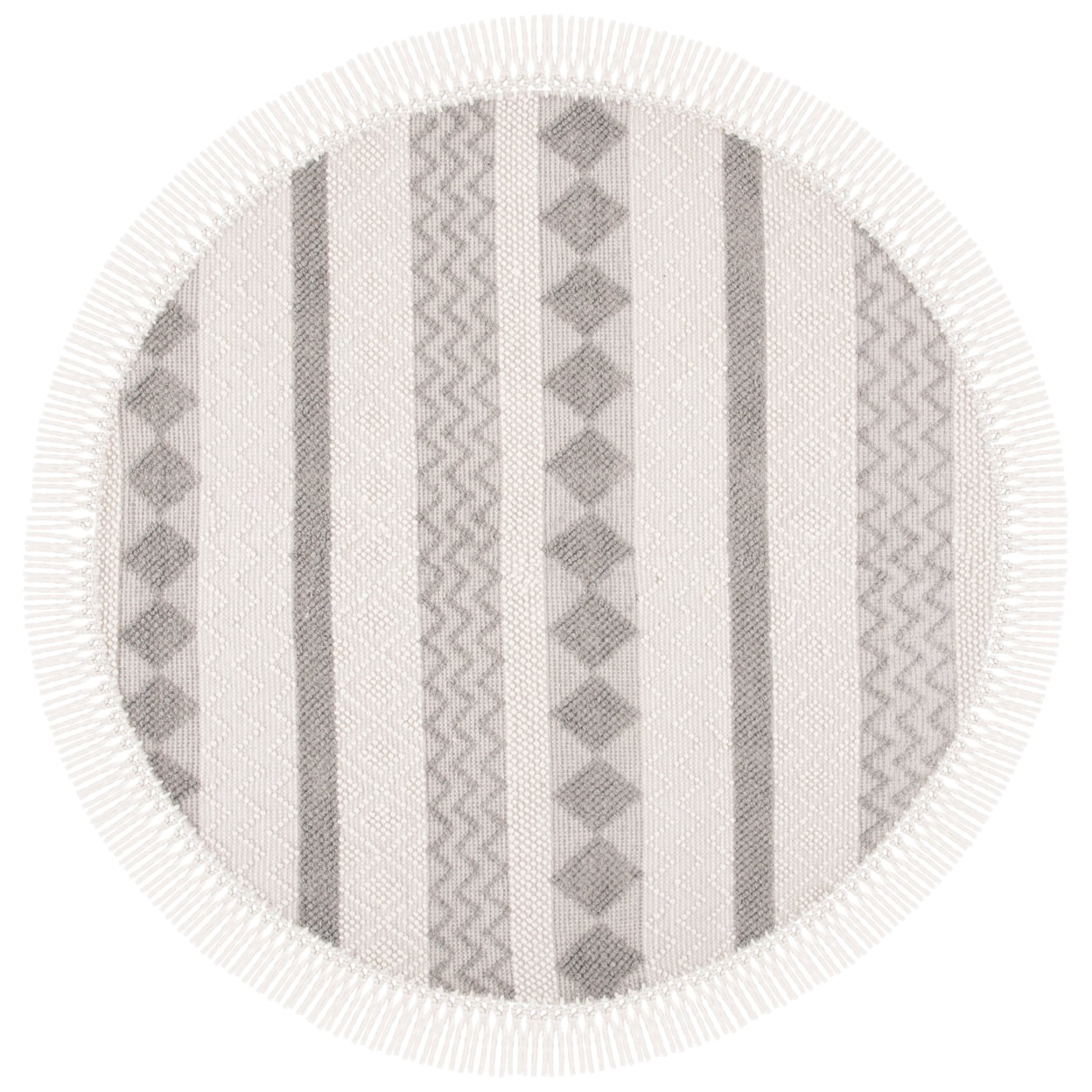 SAFAVIEH Natura Elvin Geometric Wool Area Rug, Ivory/Grey, 5' x 8'