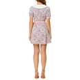 thumbnail image 3 of INSPIRE CHIC Robe-Chemise Courte à Manches Courtes pour Femme, Coupe Évasée, Col Contrastant, L Rose, 3 of 5