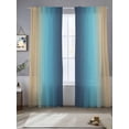 thumbnail image 2 of Blue Teal Yellow Ombre Sheer Curtains 108 Inch Length 2 Panels Set Window Treatments, Farmhouse Modern Gradient Art Rod Pocket Semi Curtains for Living Room/Bedroom/Kitchen Décor, 104"W x 108"L, 2 of 7