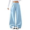 thumbnail image 4 of women's pants Baeitkot Women Fashion Solid Color Loose Elastic Waist Drawstring Strap Cargo Long Pants, 4 of 7