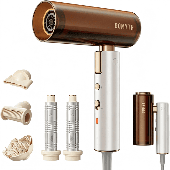GOMYTH Multi-Styling Hair Dryer, Dual Voltage with Auto Curling, Fast Drying, Straightening, Volumizing, Scalp Protection,Travel Blow Foldable Dryer for Women with Plasma Care