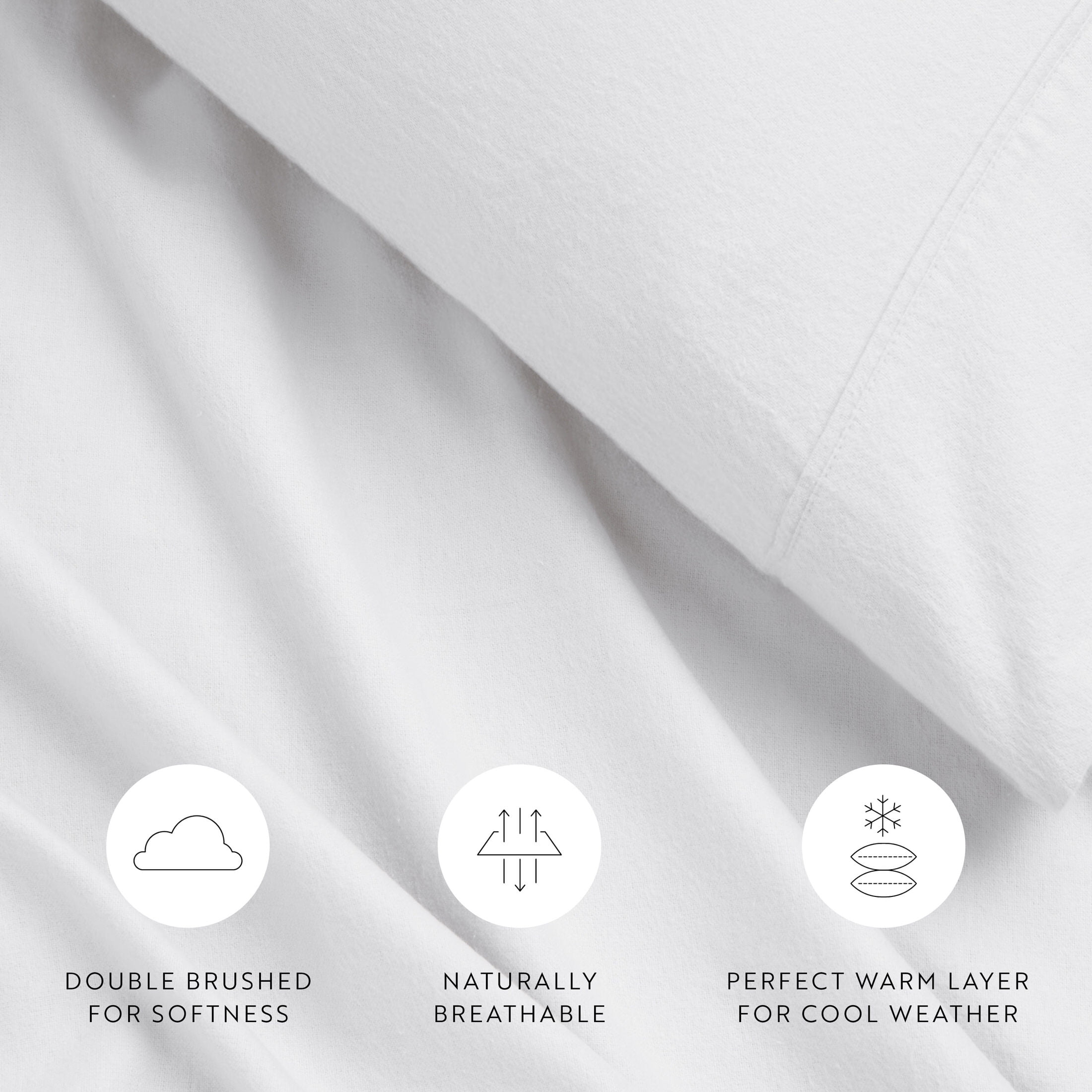 White 4 Piece 100% Cotton Flannel Deep Pocket Sheet Set, Full, by Noble Linens