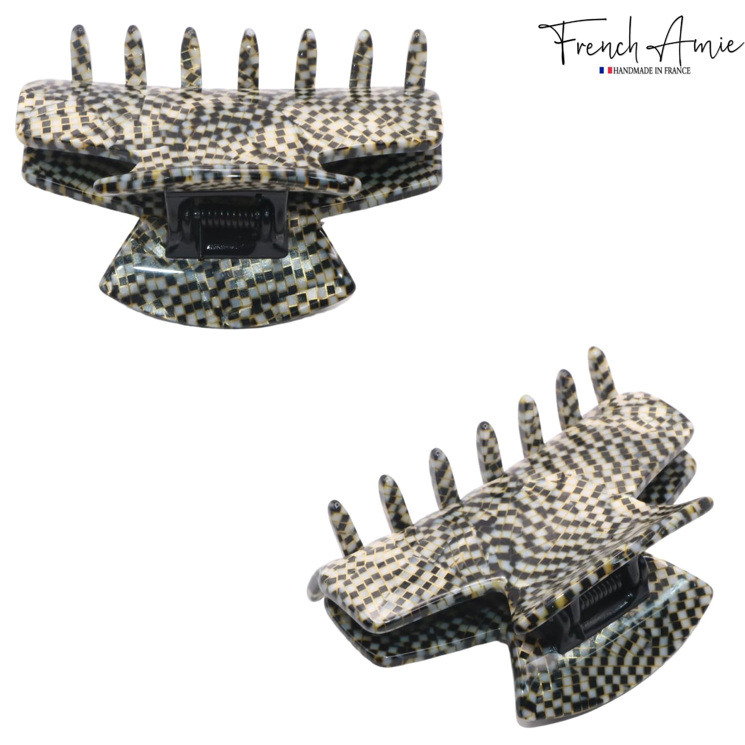 French Amie Chic Medium 2 1/4 Inch Handmade Celluloid Jaw Hair Claw
