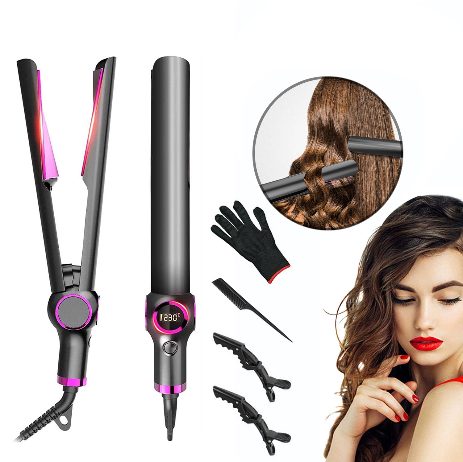 Hair Straightener Flat Iron,Xpreen Hair Straightener and Curler 2 in 1,Hair Straightening with