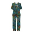thumbnail image 4 of Edvintorg 2 Piece Lounge Set Women Women's Summer Printed Half Sleeve Round Neck Cropped Top + Casual Pants Suit Set Two Piece Lounge Set Army Green M, 4 of 5