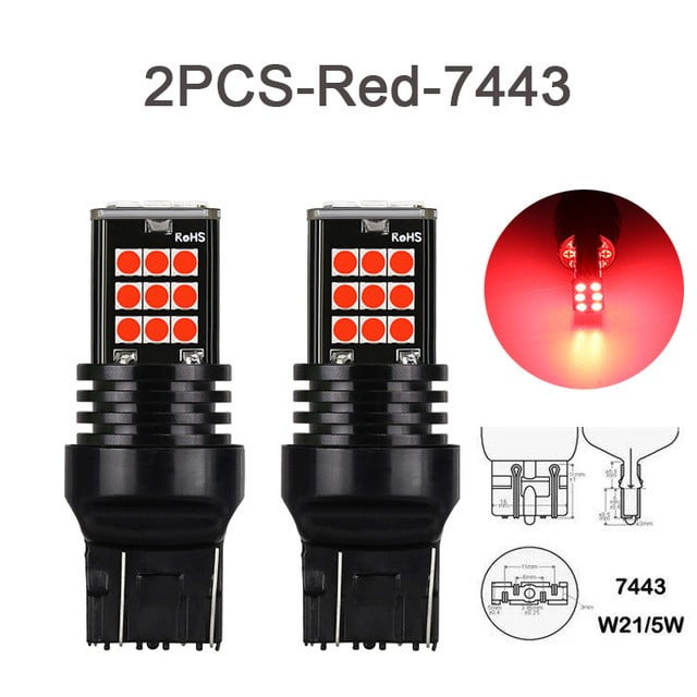 2Pcs T20 7443 LED Car Tail Brake Bulbs Turn Signals Running Light Parking  Lamp 