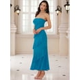 thumbnail image 2 of DARING DIVA Strapless Bodycon Ruffle Maxi Cocktail Wedding Dress L Blue Green, 2 of 6