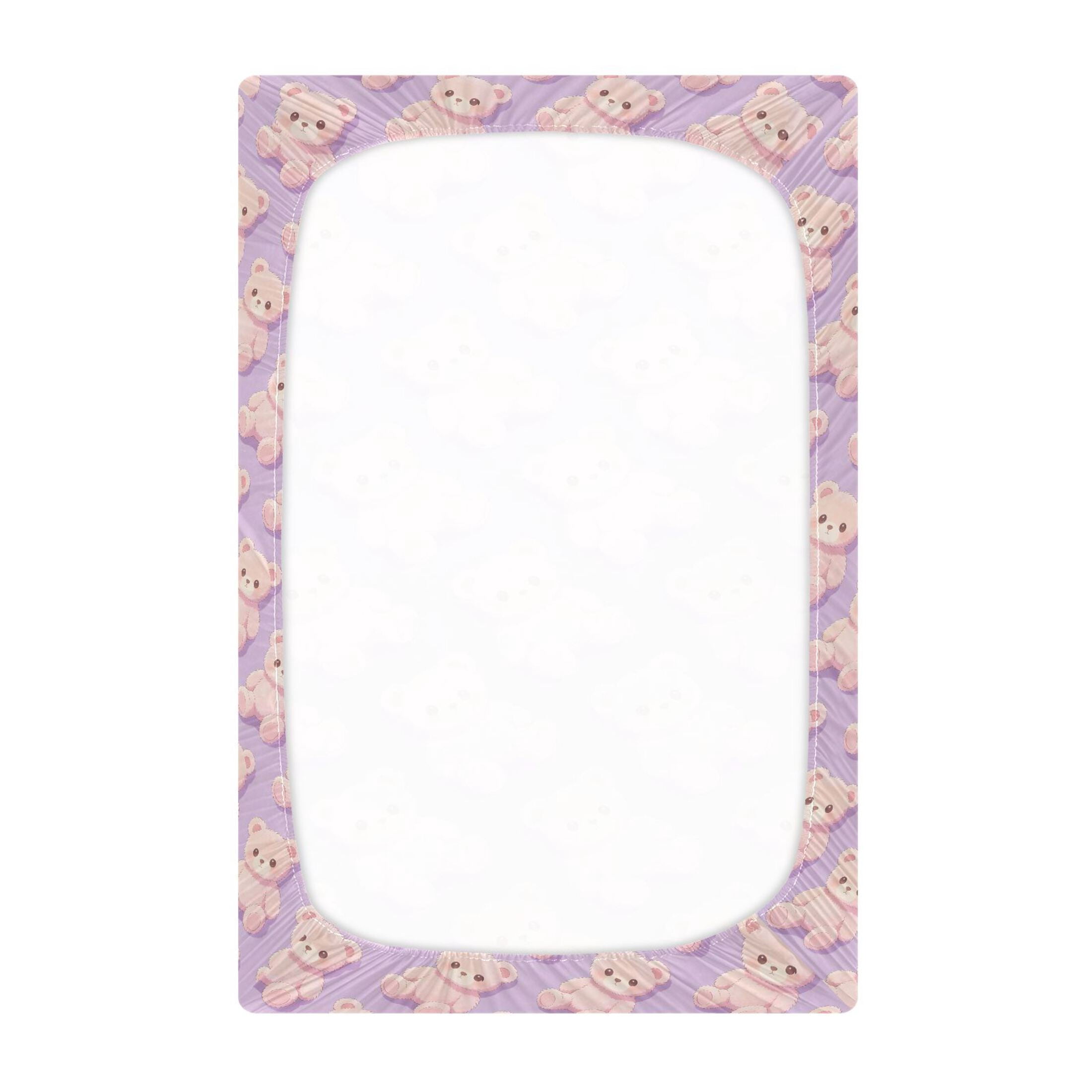 Baby Essentials 52”x 28”- Standard Cotton-like Modal Elastic- Purple Bear Design Crib Sheets for Newborns and Toddlers