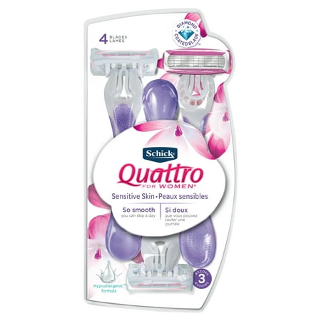 Schick Quattro For Women Sensitive Skin Disposable Razor - 3 (Best Shaver For Sensitive Skin)