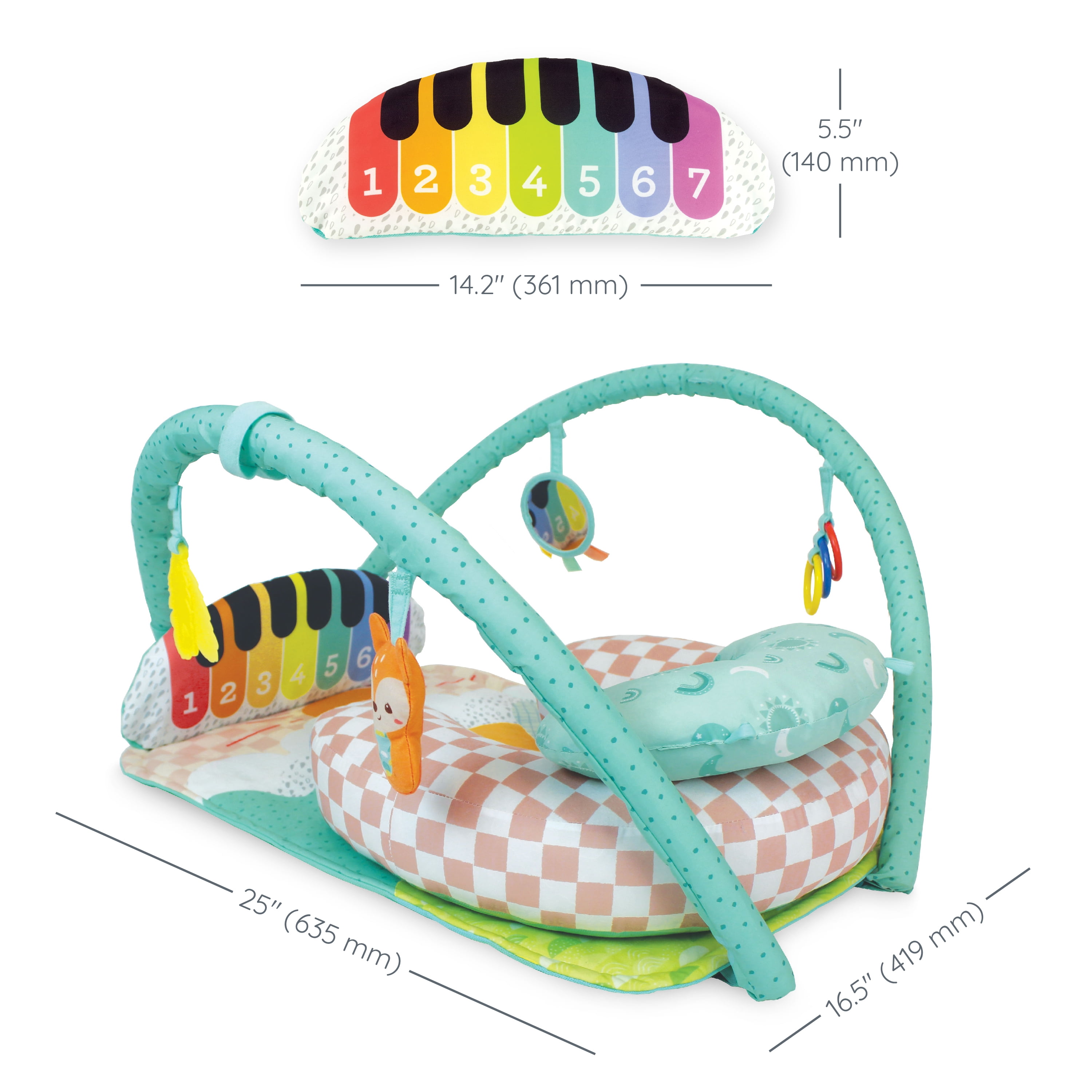 Infantino Kick 'n Keys 7-in-1 Musical Piano Activity Gym, for Babies 6-12 Months, Multicolor