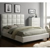 Curtis Queen Tufted Bed, White Vinyl