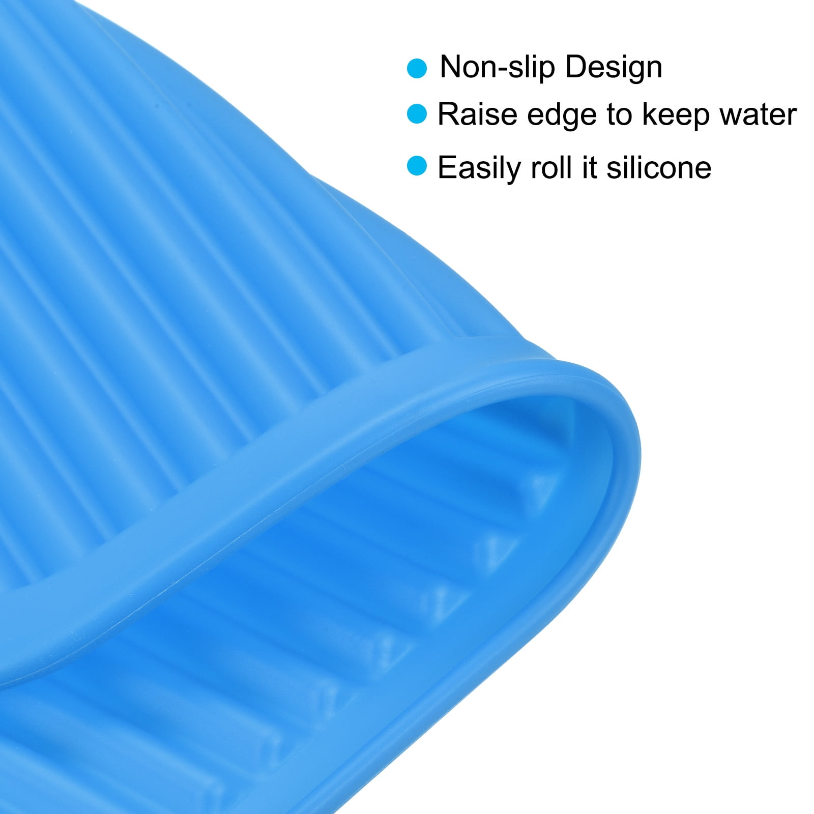 Unique Bargains Silicone Dish Drying Mat Set Reusable Sink Drain Pad Heat Resistant Blue,Gray